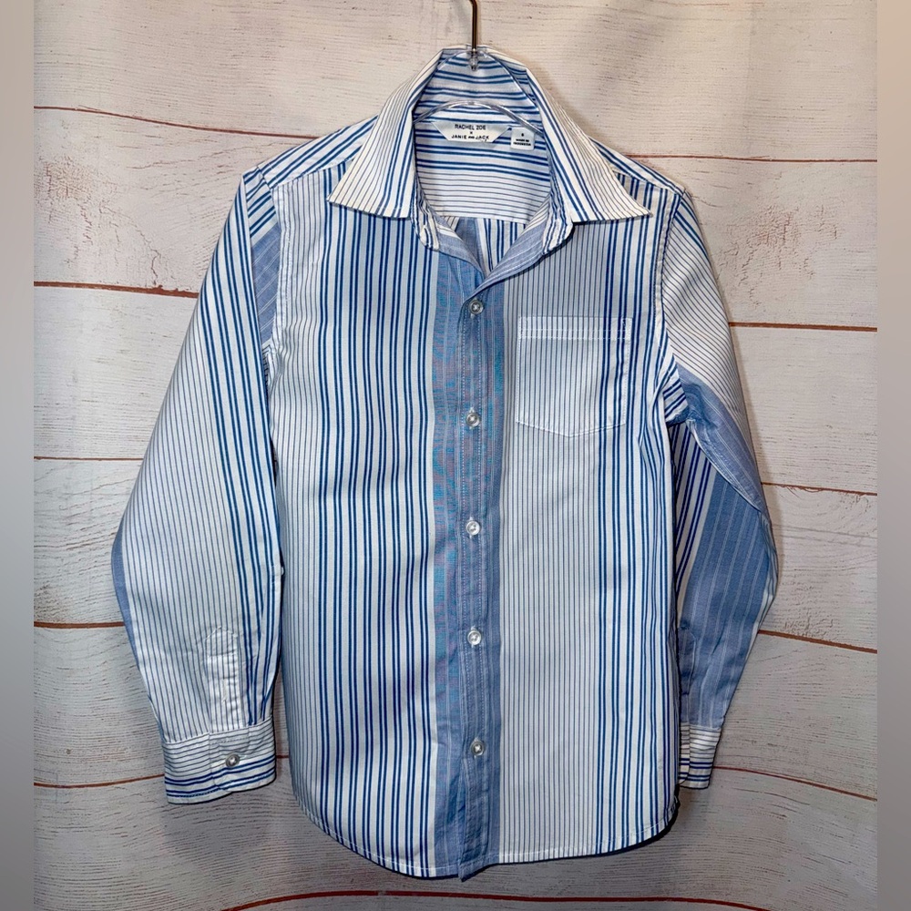 Janie & Jack Blue Striped Shirt Size 6